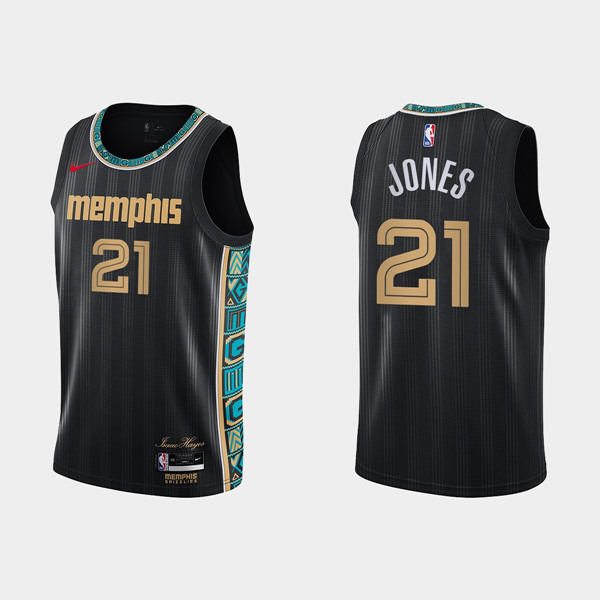 Men's Memphis Grizzlies #21 Tyus Jones 2020-21 Black City Edition Stitched NBA Jersey